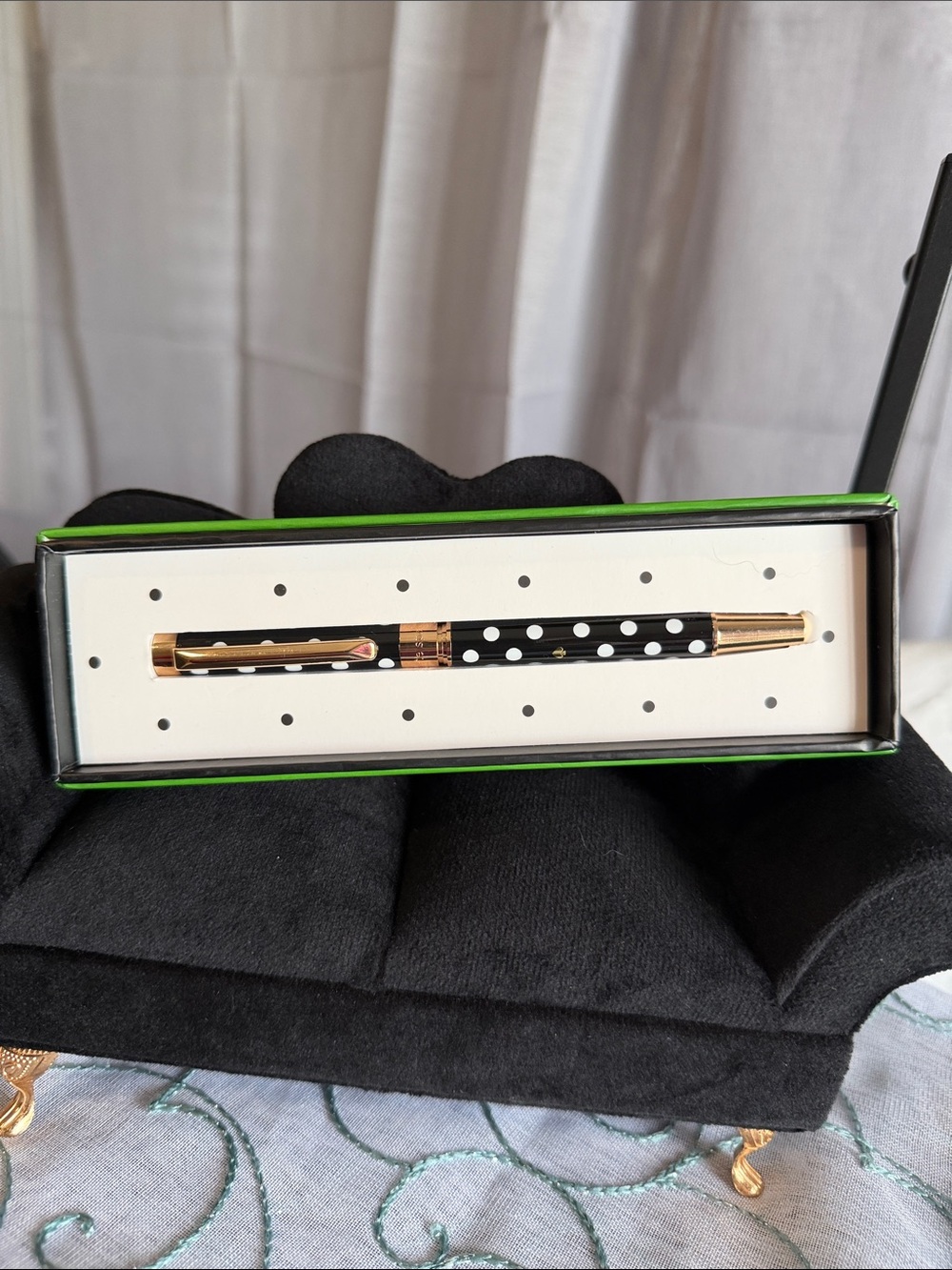 kate spade Black & Gold Polka Dot Ballpoint Pen